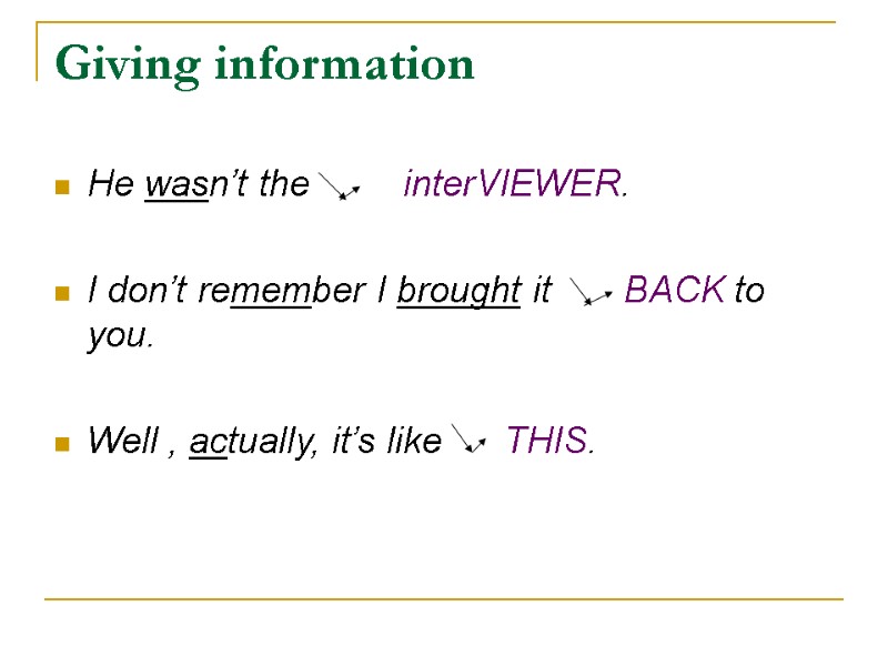 Giving information He wasn’t the         interVIEWER.